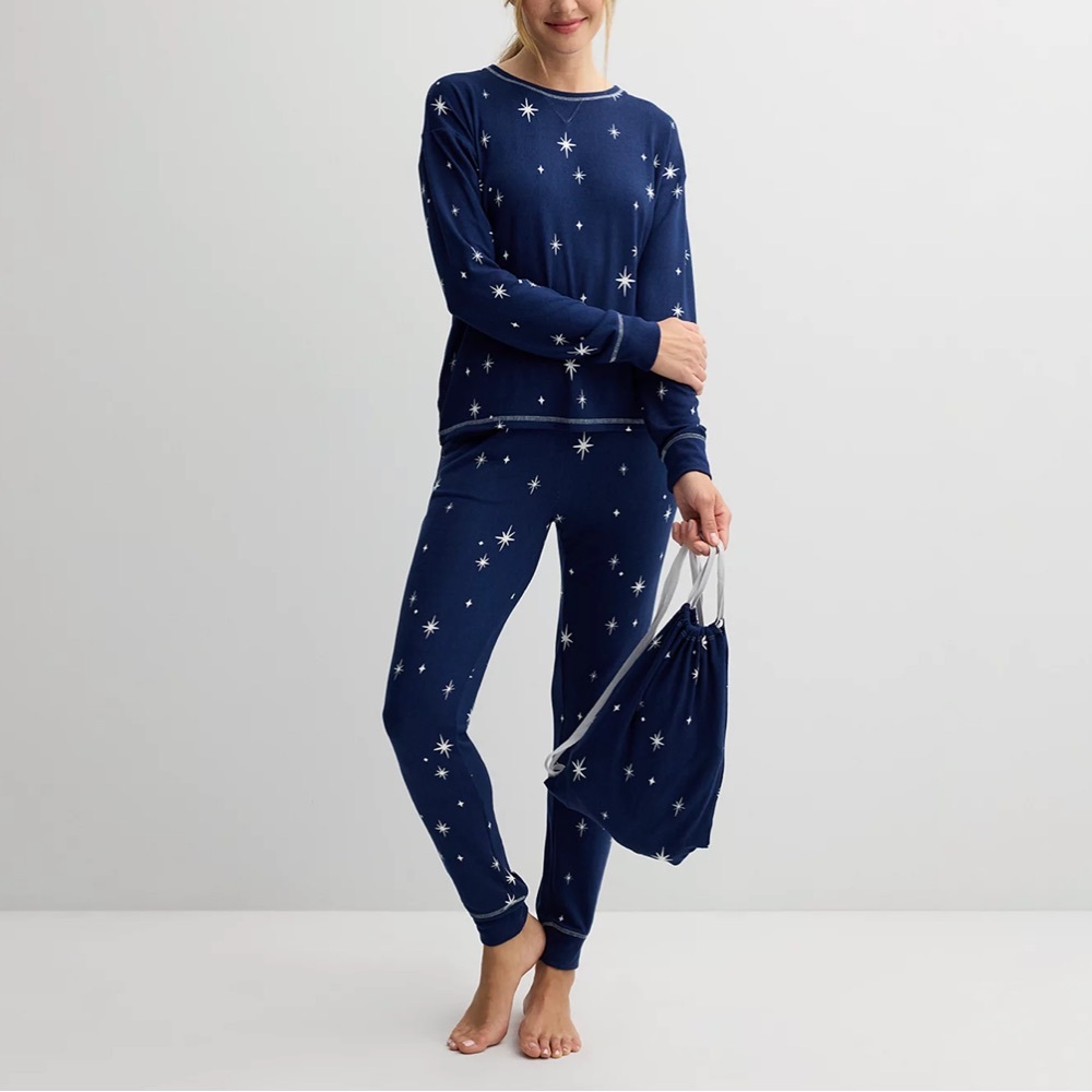 Sonoma Goods For Life Snit Pajama Set in Blue and White Star